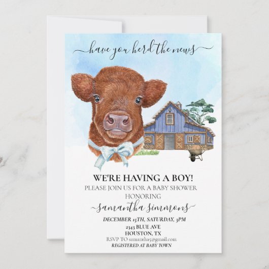 ニュース少年ハイランド牛ふくらはぎを飼う 招待状 (正面)