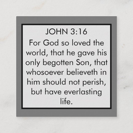 ニュース最高のジョン3:16福音書 スクエア名刺 (裏面)