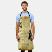 ニュース紙文字と古い紙 エプロン (着用した状態)