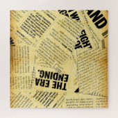 ニュース紙文字と古い紙 ジグソーパズル (横)