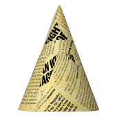 ニュース紙文字と古い紙 パーティーハット (左)