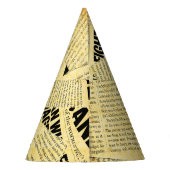 ニュース紙文字と古い紙 パーティーハット (裏面)