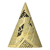 ニュース紙文字と古い紙 パーティーハット (左)