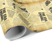 ニュース紙文字と古い紙 ラッピングペーパー (ロールコーナー)