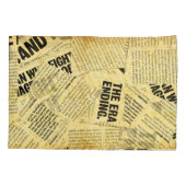 ニュース紙文字と古い紙 枕カバー (裏面)