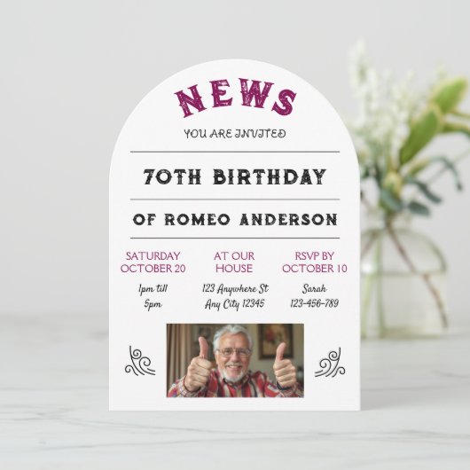 ニュース誕生日招待状 招待状 (スタンド正面)