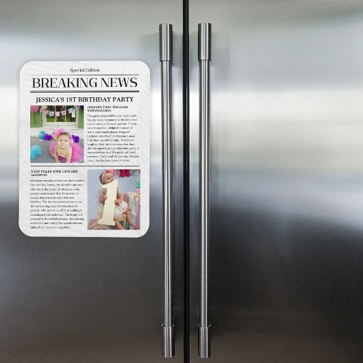 ニュース速報フロントページ新聞1st誕生日 マグネット