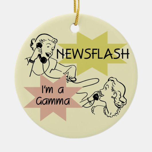 ニュース速報私はガンマのTシャツおよびギフトです セラミックオーナメント (正面)