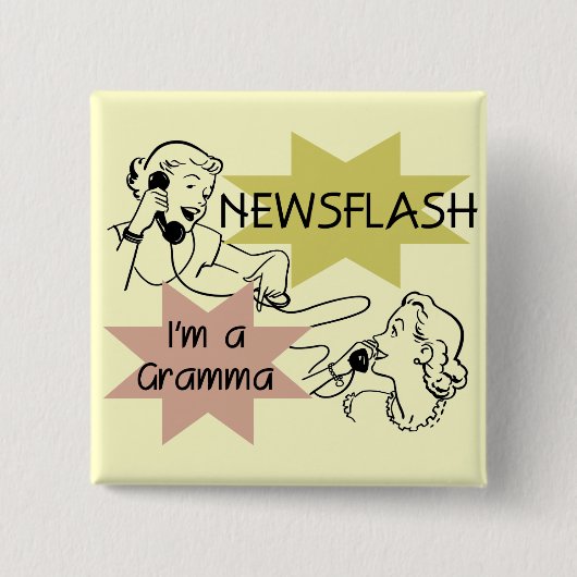 ニュース速報私はGrammaのTシャツおよびギフトです 缶バッジ (正面)