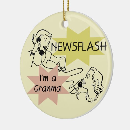 ニュース速報私はGranmaのTシャツおよびギフトです セラミックオーナメント (左)