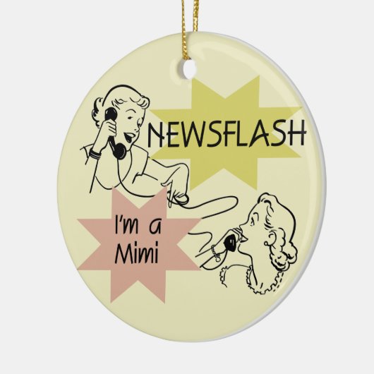 ニュース速報私はMimi Tシャツおよびギフトです セラミックオーナメント (左)
