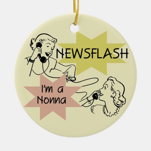 ニュース速報私はNonnaのTシャツおよびギフトです セラミックオーナメント (正面)