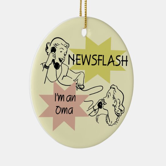 ニュース速報私はOmaのTシャツおよびギフトです セラミックオーナメント (右)