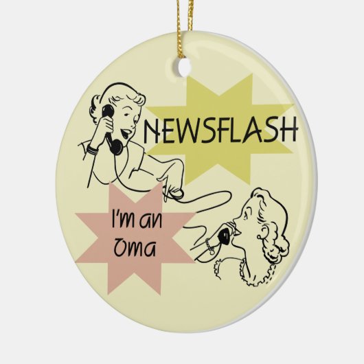 ニュース速報私はOmaのTシャツおよびギフトです セラミックオーナメント (左)