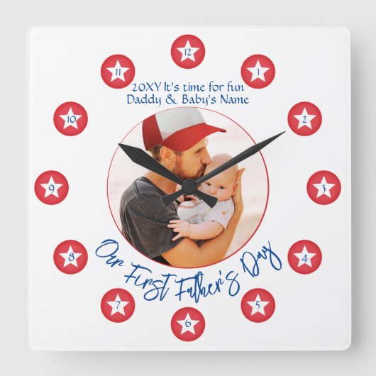 ニューダッモダンクユニーク記念ファースト・ファーザーズ・デイ スクエア壁時計 (正面)