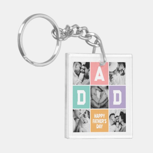 ニューダファースト父の日の家族の写真グリッド キーホルダー (正面左)