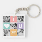 ニューダファースト父の日の家族の写真グリッド キーホルダー (裏面)