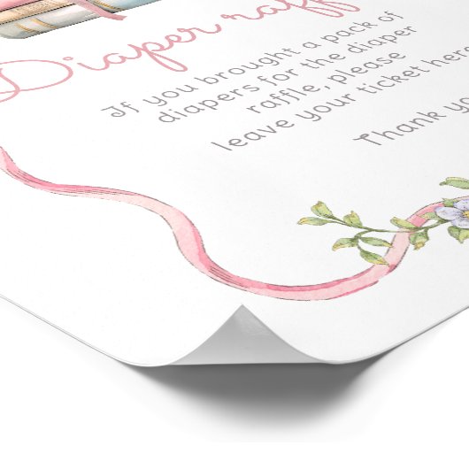 ニューチャプターピンクボウヴィンテージおむつラッフル ポスター (角)