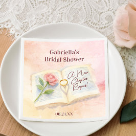 ニューチャプターピンクローズブック&リングや輪ブライダルシャワー スタンダードカクテルナプキン