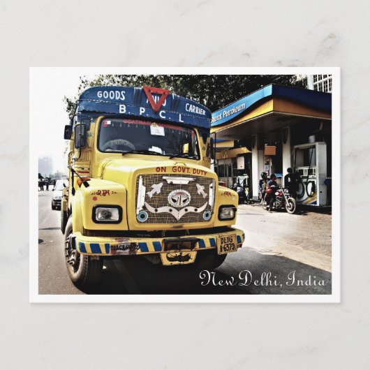 ニューデリーのトラック ポストカード (正面)