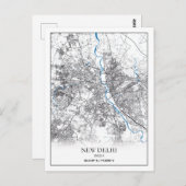 ニューデリーインディアシティ地図トラベルシンプル ポストカード (正面/裏面)