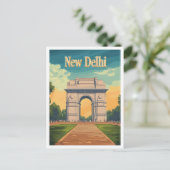 ニューデリーインディアヴィンテージトラベルイラストレーション ポストカード (スタンド正面)