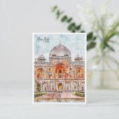 ニューデリーインドトラベルプレイスウォーターカラー ポストカード (スタンド正面)