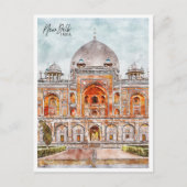 ニューデリーインドトラベルプレイスウォーターカラー ポストカード (正面)