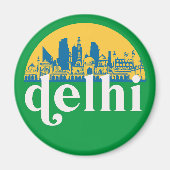 ニューデリーインドレトロシティスカイラインシティスケープアート マグネット (正面)