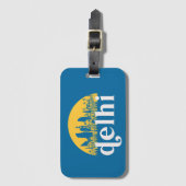 ニューデリーインドレトロシティスカイラインシティスケープアート ラゲッジタグ (正面縦)