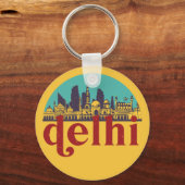 ニューデリーインドヴィンテージシティスカイラインシティスケープアート キーホルダー (正面)