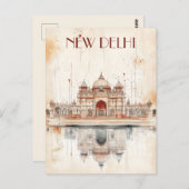 ニューデリー・インドへの旅行 ポストカード (正面/裏面)