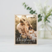 ニュートラエレガントルなベージュ写真のクリモダンスマス シーズンポストカード (スタンド正面)