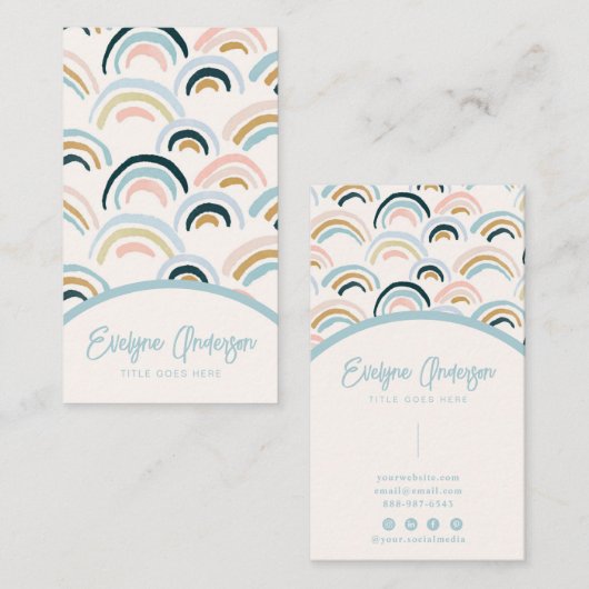 ニュートラエレガントル手作りレインボーボホシック 名刺 (正面/裏面)