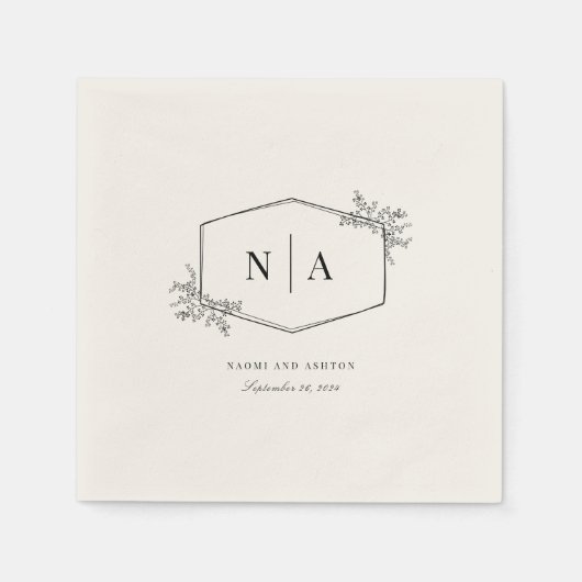 ニュートラエレガントル結婚・モノグラム スタンダードカクテルナプキン (正面)