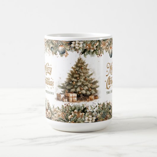 ニュートラエレガントル自然・トーン緑と金ゴールド コーヒーマグカップ (中央)