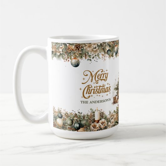 ニュートラエレガントル自然・トーン緑と金ゴールド コーヒーマグカップ (左)