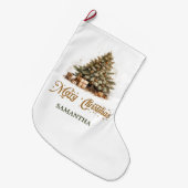 ニュートラエレガントル自然・トーン緑と金ゴールド ラージクリスマスストッキング (正面 (吊り時))