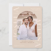 ニュートラエレガントル2枚フォトQR Rsvp結婚's 招待状 (正面)