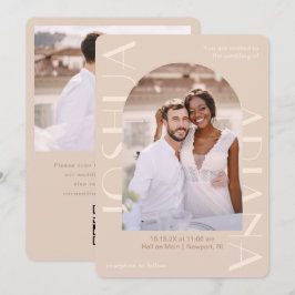 ニュートラエレガントル2枚フォトQR Rsvp結婚's 招待状
