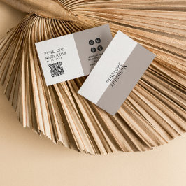 ニュートラエレガントル・グレーミニマルQRコードモダン 名刺
