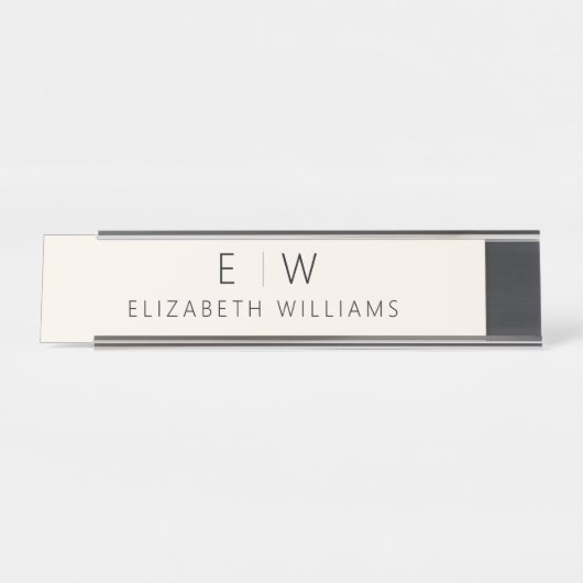 ニュートラエレガントル・ミニマルモダンリスト・モノグラム名 デスクネームプレート (正面)