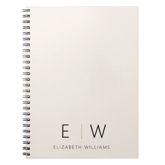 ニュートラエレガントル・ミニマルモダンリスト・モノグラム名 ノートブック (正面)