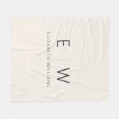 ニュートラエレガントル・ミニマルモダンリスト・モノグラム名 フリースブランケット (正面(横))