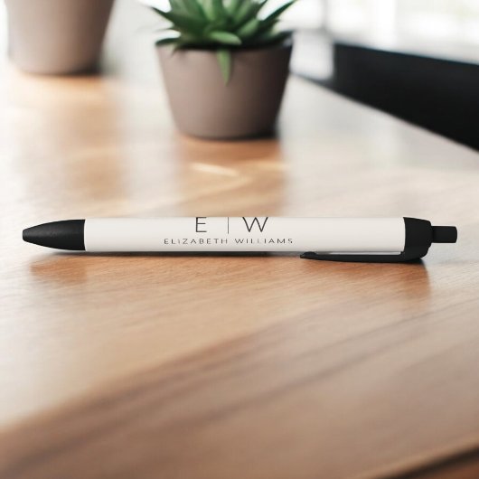 ニュートラエレガントル・ミニマルモダンリスト・モノグラム名 黒ボールペン