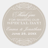 ニュートラエレガントルBeigeさん結婚の感謝のモノグラム ラウンドシール (正面)