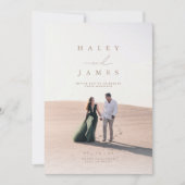 ニュートラエレガントルChic Script Photo結婚's Invitati 招待状 (正面)