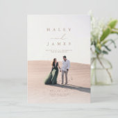 ニュートラエレガントルChic Script Photo結婚's Invitati 招待状 (スタンド正面)