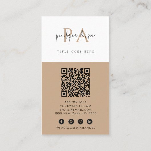 ニュートラエレガントルQRコードボホモダンユニークトレンディー 名刺 (裏面)