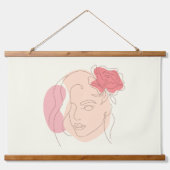 ニュートラコンテンポラリール顔とフローララインアート 吊り下げ型タペストリー (正面)